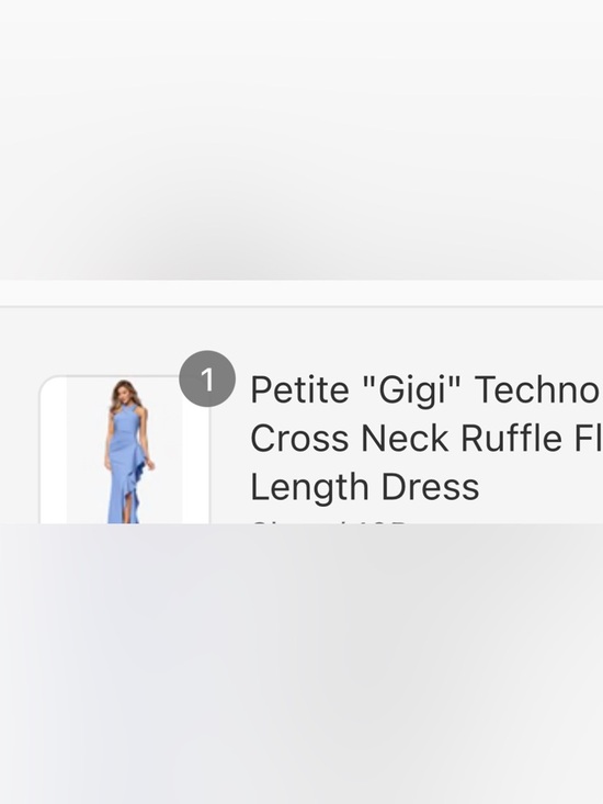 The “Gigi” Cross Neck Ruffle. Petite. Ruffle Gown - Blue/“Slate” - Picture 2 of 3